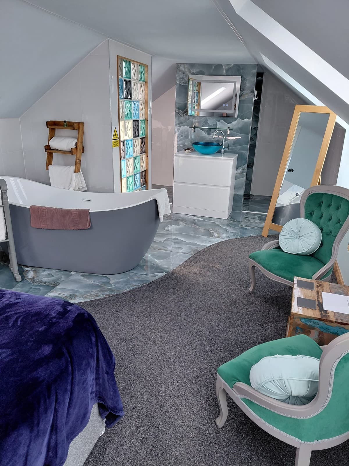 A detailed view of an attic bathroom at Seals Bacton