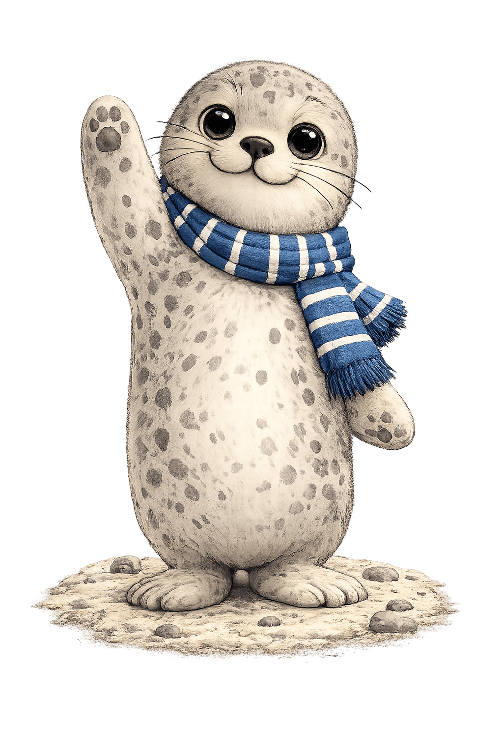 Seal mascot waving hello
